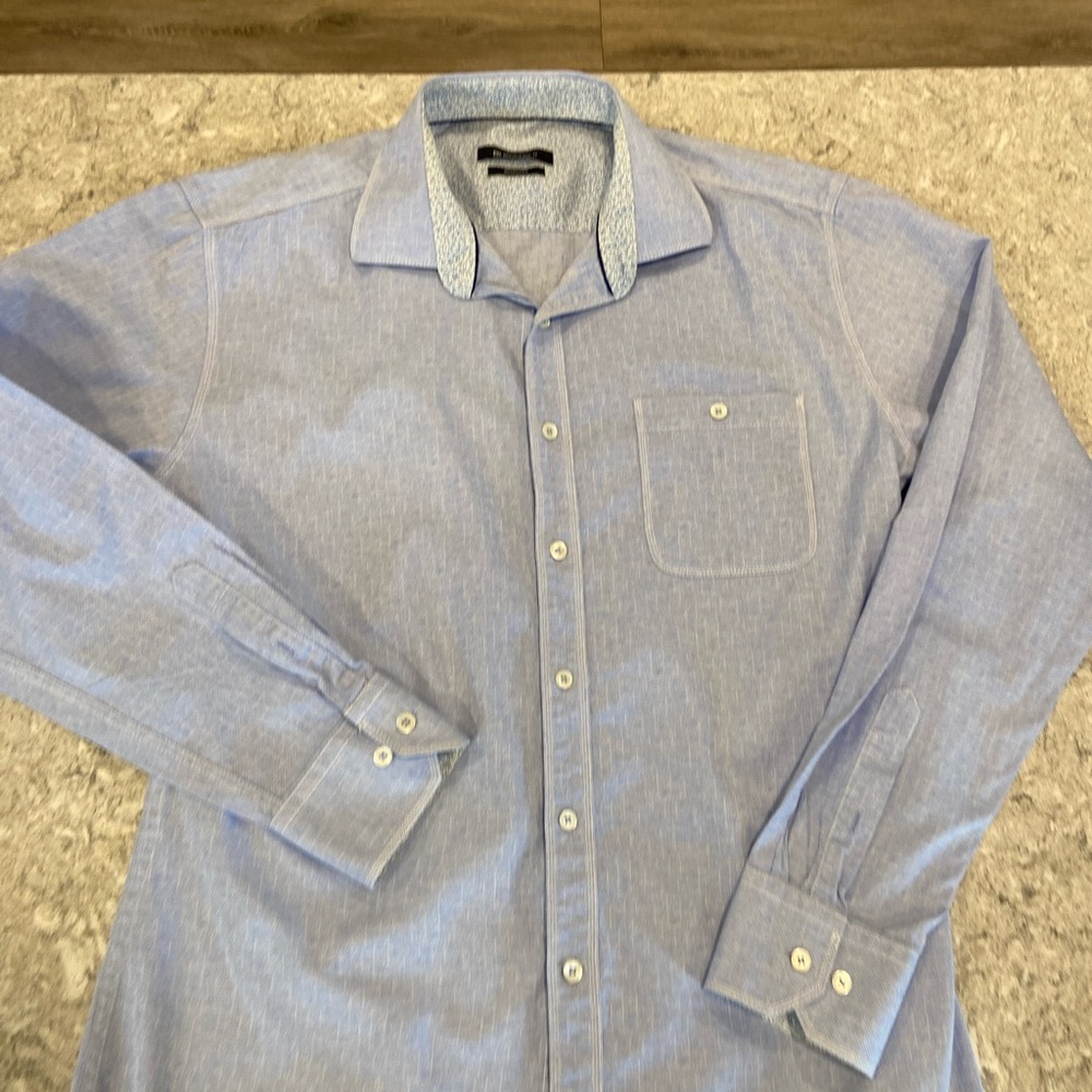 Bugatchi Light Blue Casual Button Down Shirt-Large